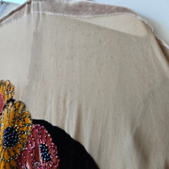 Frida Kahlo Vintage Silk Velvet Beaded Long Duster Kimono Cinco de Mayo One Size - Picture 15 of 16